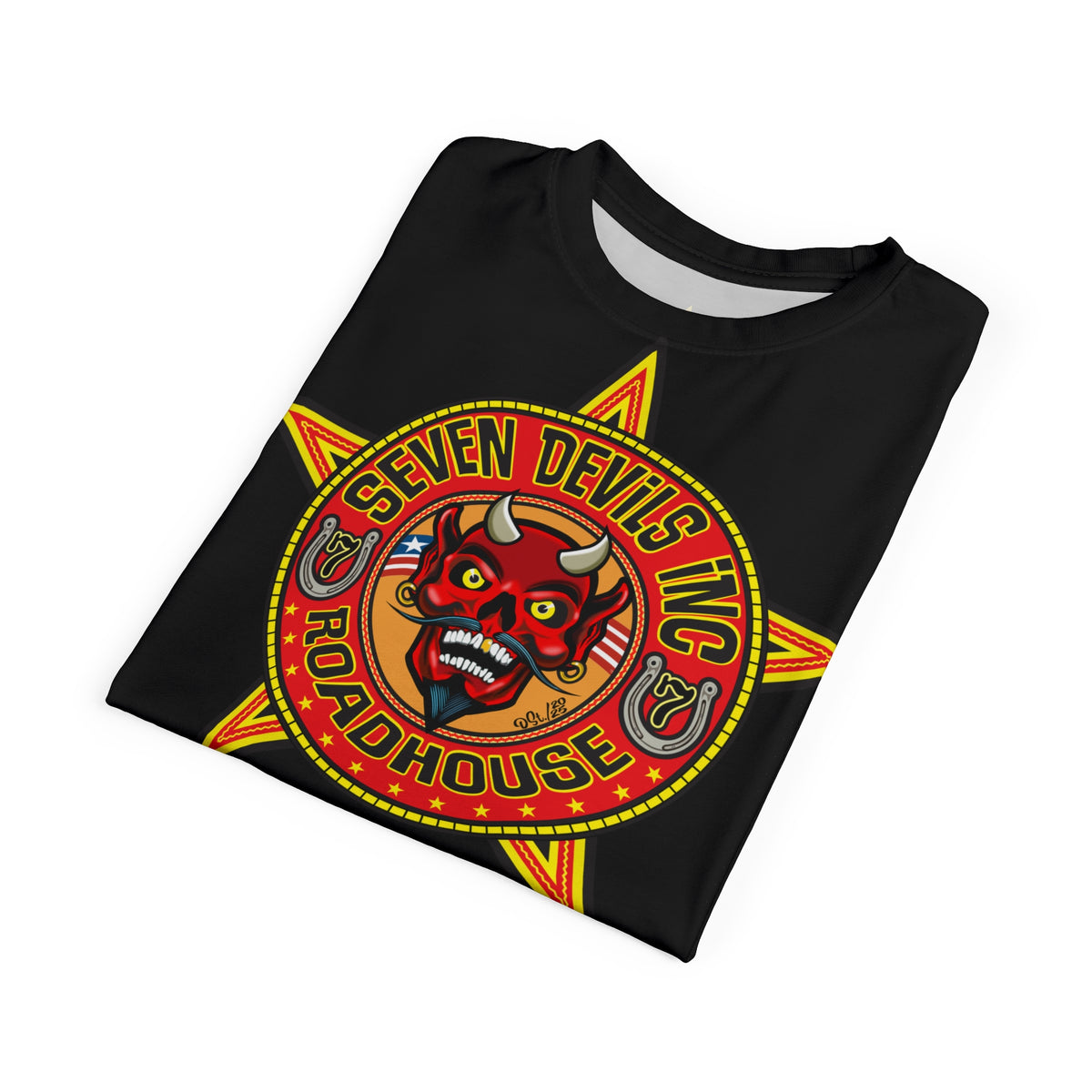 Seven Devils Road House (LIMITED EDITION) Custom Super Riding Tee - Retro Devil Style Graphic Style