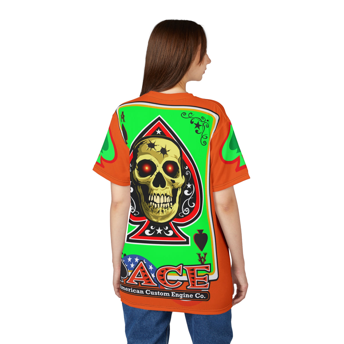 American Custom Engines ACE - Specially Designed Lumina Green Ace of Spades Death Card High visibility Graphics