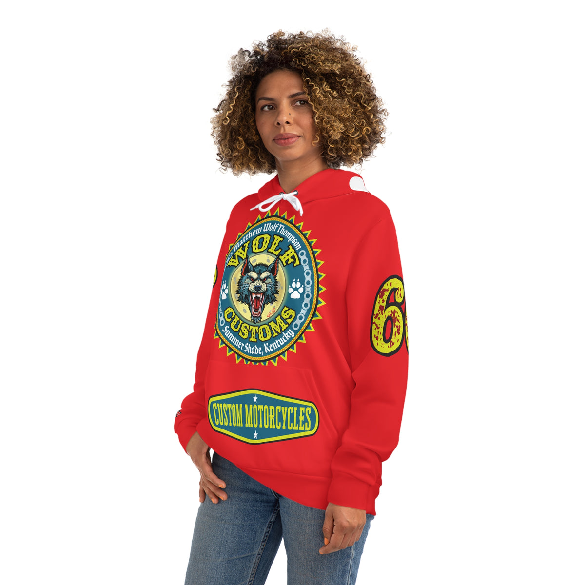 HoodZ Wolf Customs Motorcycle Hoodie — Vintage Biker Graphic Hooded Sweatshirt