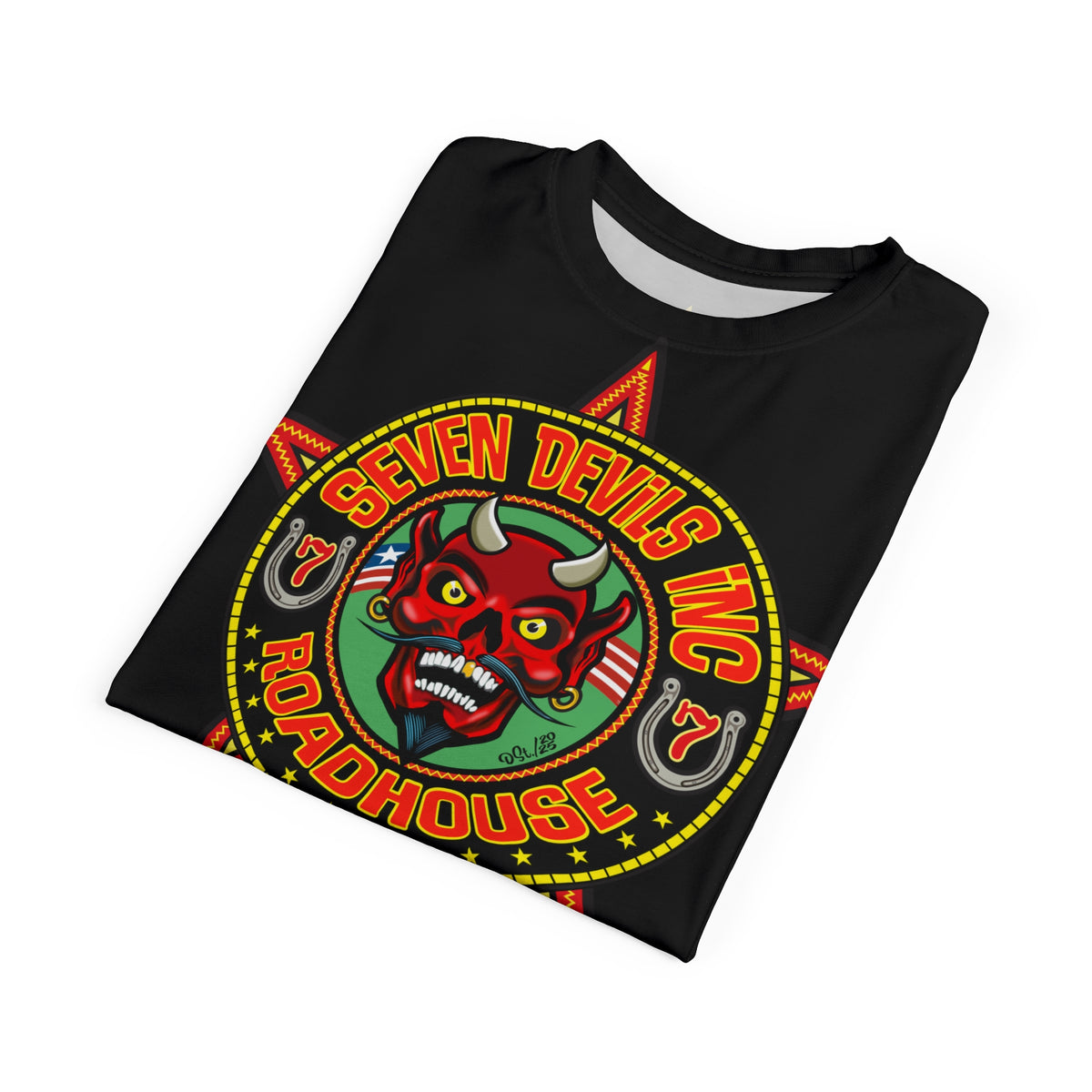 Seven Devils Road House (LIMITED EDITION) Custom Super Riding Tee - Retro Devil Style Graphic Style