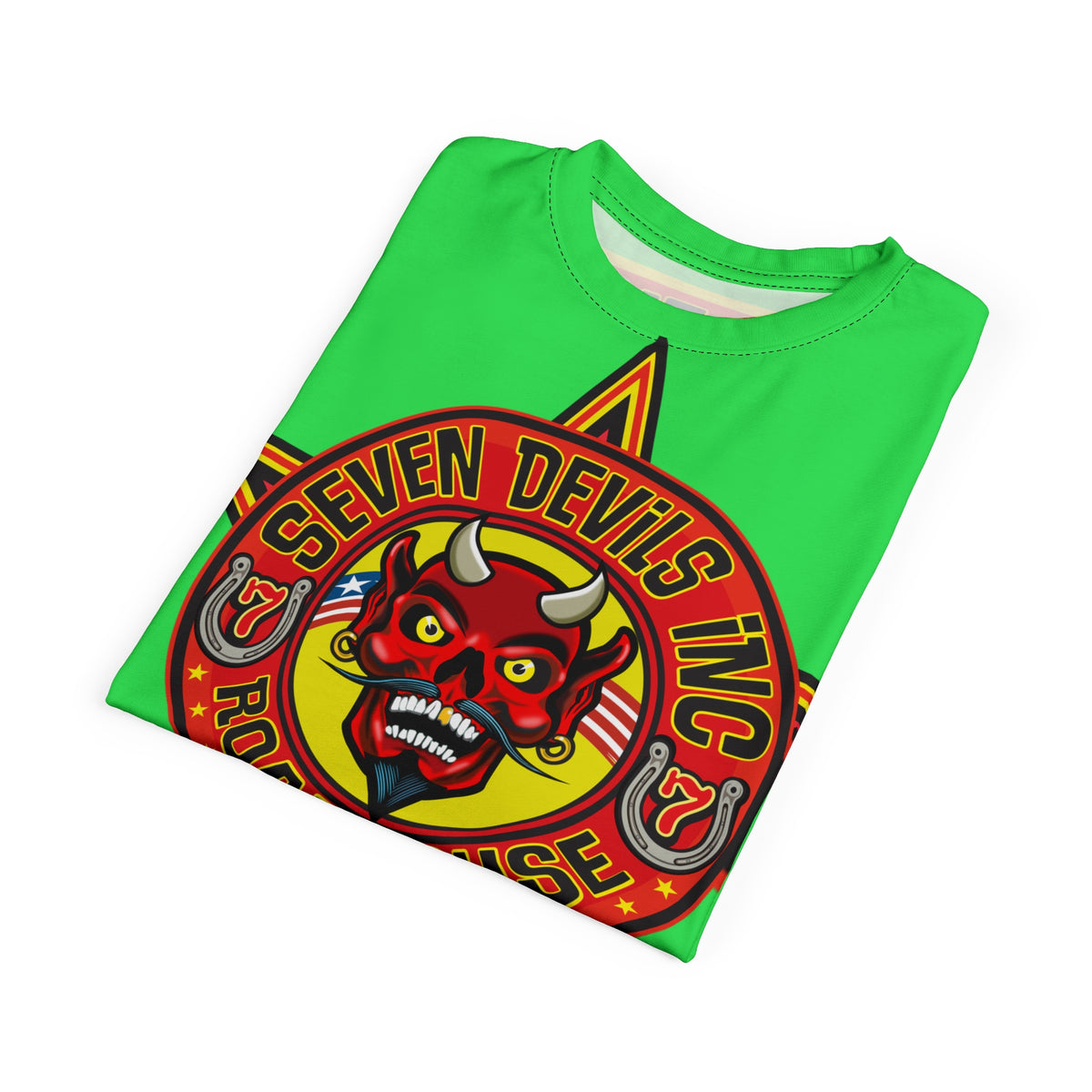 Very Special Seven Devils Inc. Roadhouse HiViZ Graphic Tee - Custom Motorcycle Riding Super Tee, Edgy Streetwear Perfect Fit & Comfort Biker Wear