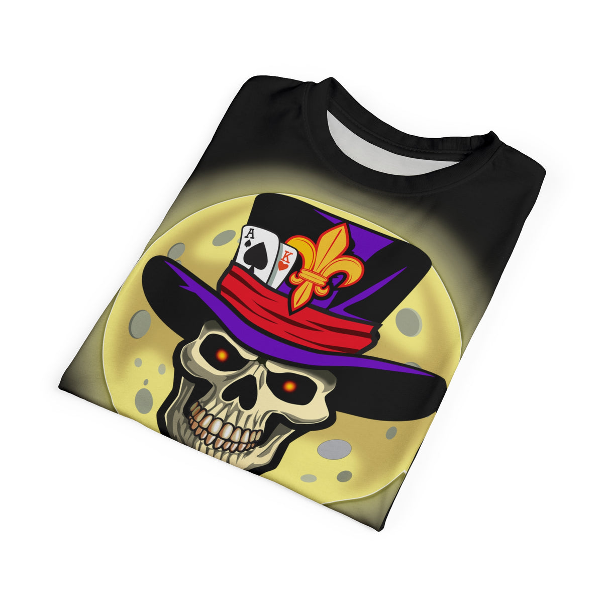 Voodoo Custom Motorcycles Ragin' Cajun Super Tee - Edgy Skull Design for Motorcycle Enthusiasts