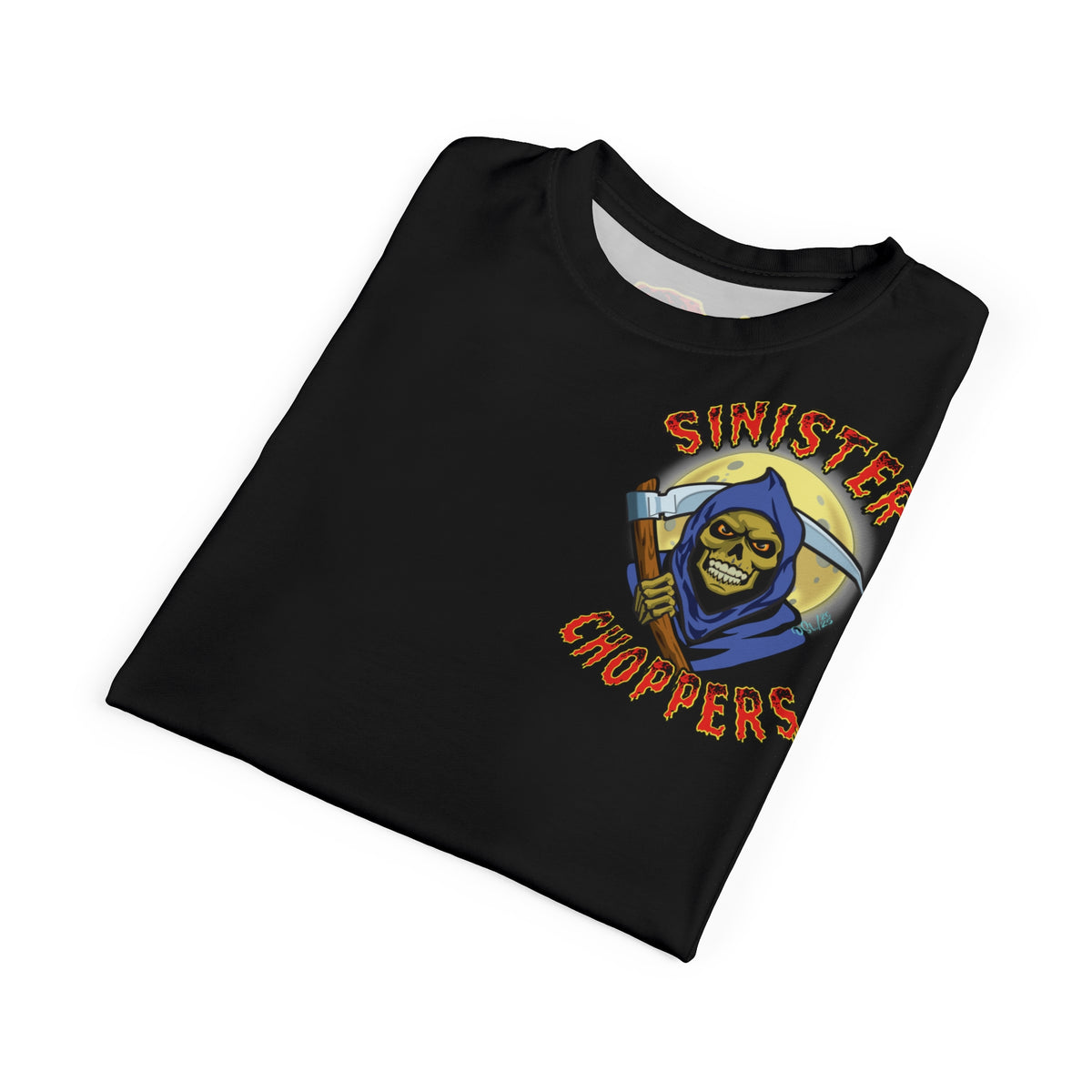 SRT Sinister Choppers Reaper Super Tee - Gothic Graphic T-Shirt for Motorcycle Riders