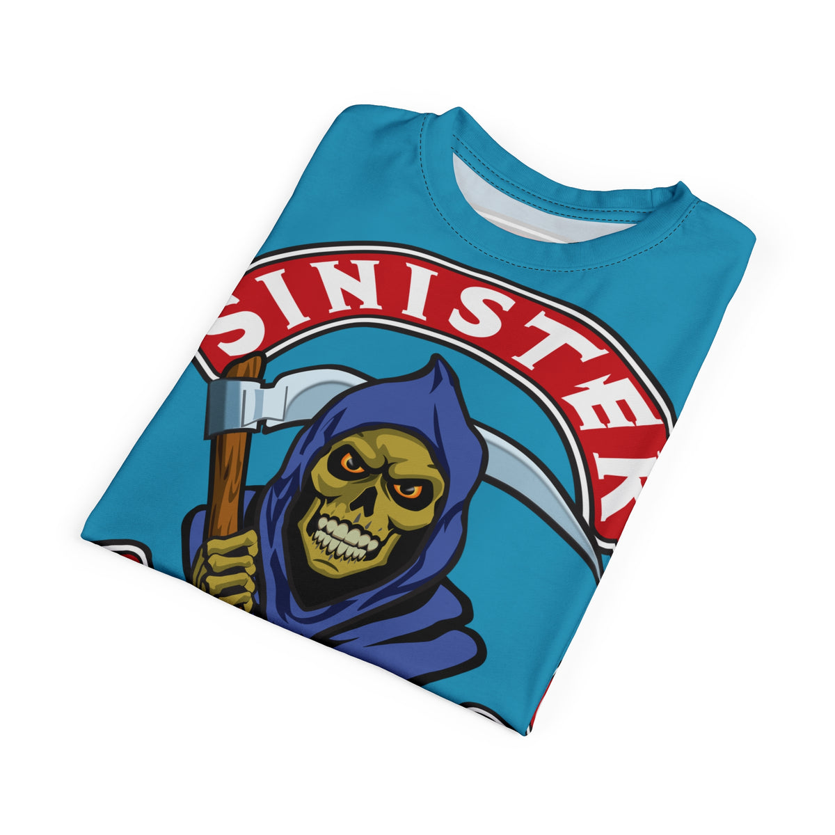 Sinister Choppers HiViz Custom Motorcycles- Electric Blue Reaper Super Tee - High Performance Riding Wear
