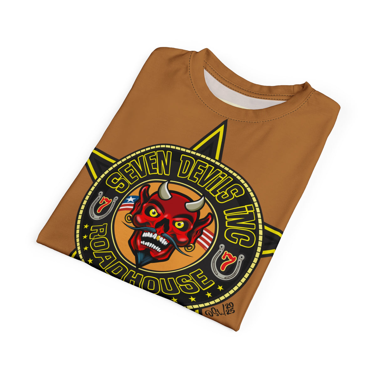 Seven Devils Inc. Roadhouse Black on Black Super Tee — Extreme Edgy Graphics - Bad Attitude Custom Biker Riding Gear