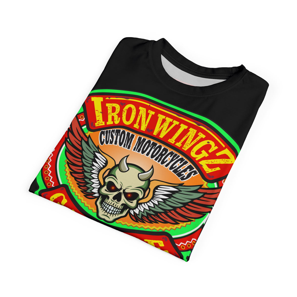 Iron Wingz Custom Motorcycles Super Tee - Badazz Harley Riding HiViz Tee