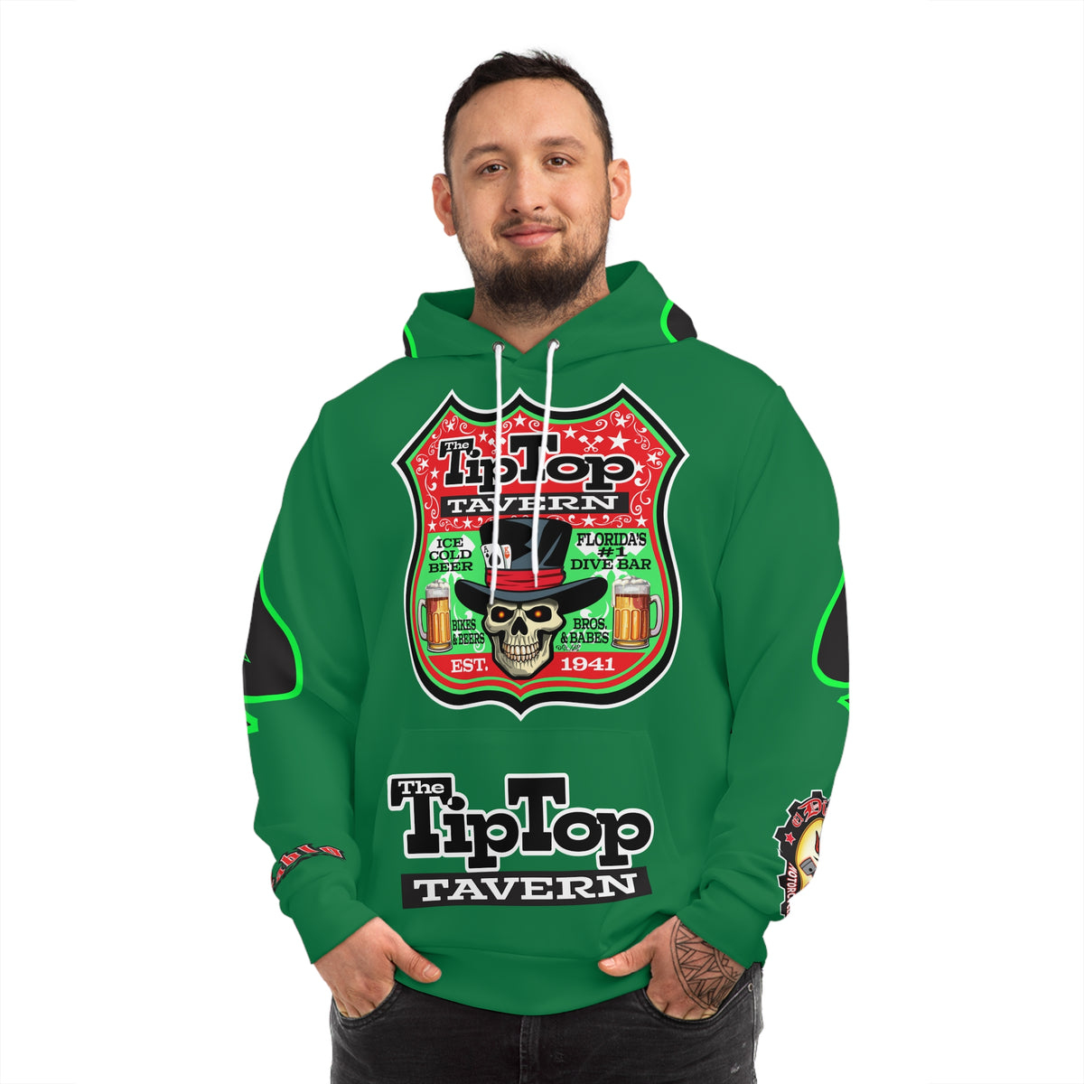 HoodZ Tip Top Tavern America's Best Dive Bar Super Hoodie - Ace of Spades Special Edition - High Visibility Lumina Green Accents