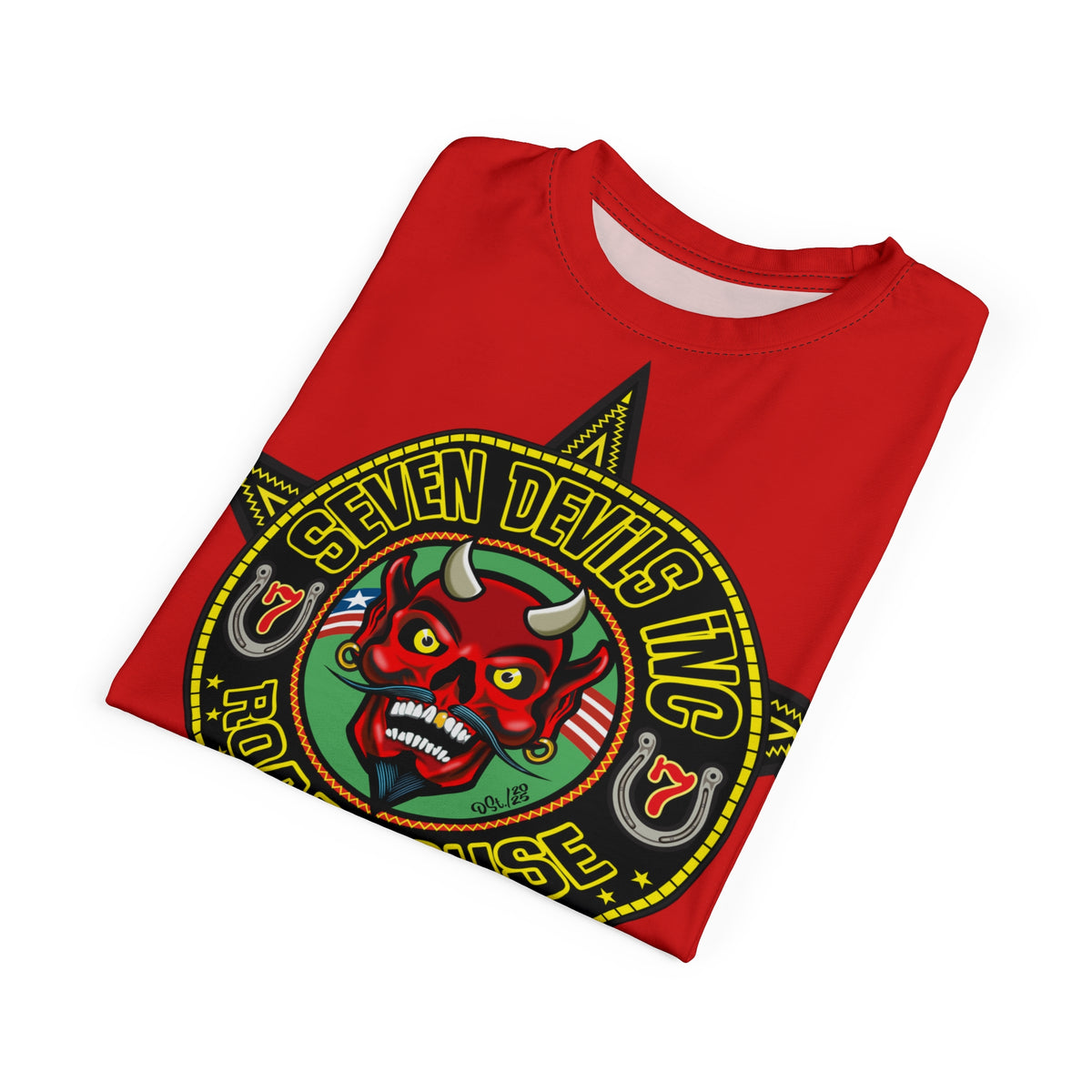 Seven Devils Road House (BLACK STAR HIVIZ LIMITED EDITION) Custom Super Riding Tee - Retro Devil Style Graphic Style