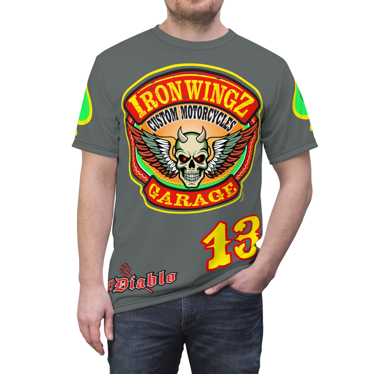 Iron Wingz Custom Motorcycle Unisex Super Tee - Bold Graphic Tee for Bikers