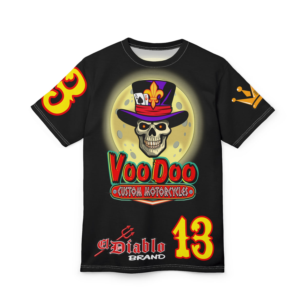 VooDoo Custom Motorcycles Black Magic Ultimate HiViz Graphics Biker Tee