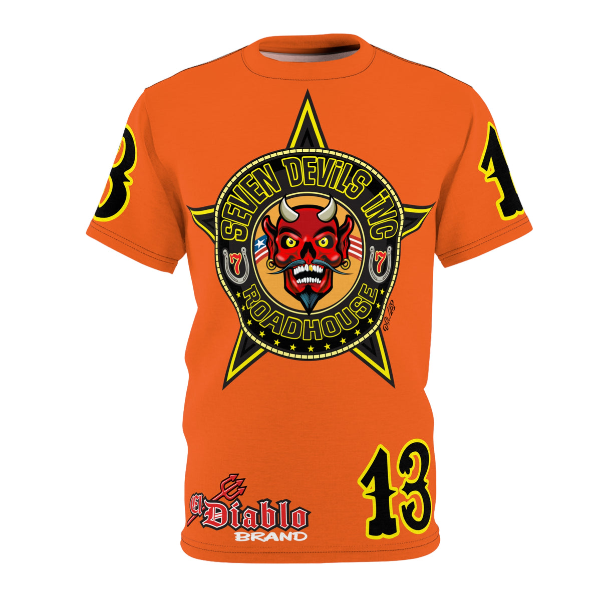 Seven Devils Inc. Roadhouse Black on Black Super Tee — Extreme Edgy Graphics - Bad Attitude Custom Biker Riding Gear