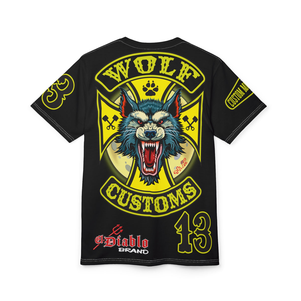 MWT Wolf Customs with HiViz Graphics Super Tee — Retro Motorcycle Club Shirt, The Best Biker Riding Tee EVER !!!