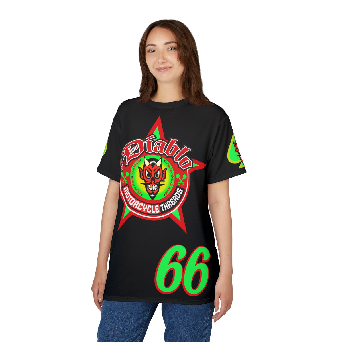 El Diablo Motorcycle Threads Unisex Cut & Sew Tee - Edgy Graphic Tee for Biker Enthusiasts