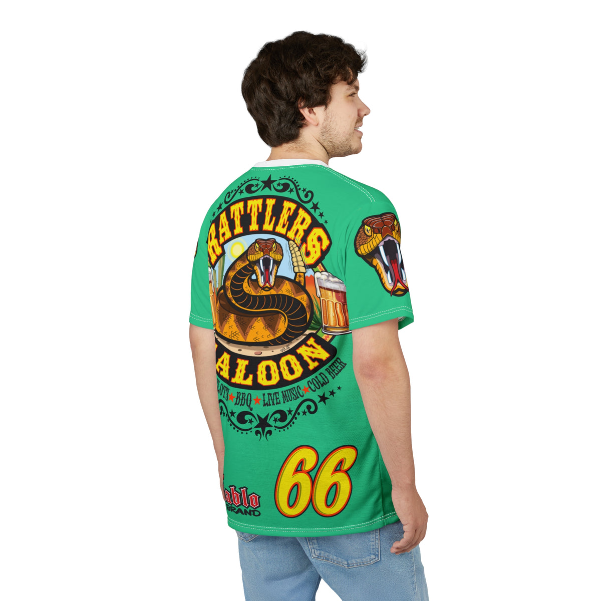 Rattlers Saloon Snake Logo Tee — Vintage Biker 66 Graphic Shirt