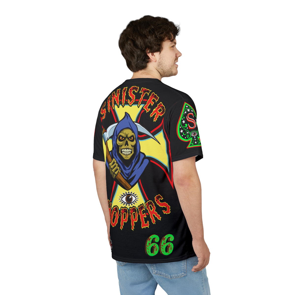 Sinister Choppers Reaper Super Tee - Gothic Graphic T-Shirt for Motorcycle Riders