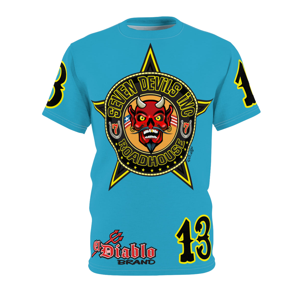 Seven Devils Inc. Roadhouse Bad in  Black Super Tee — Extreme Edgy Graphics - Bad Attitude Custom Biker Riding Gear
