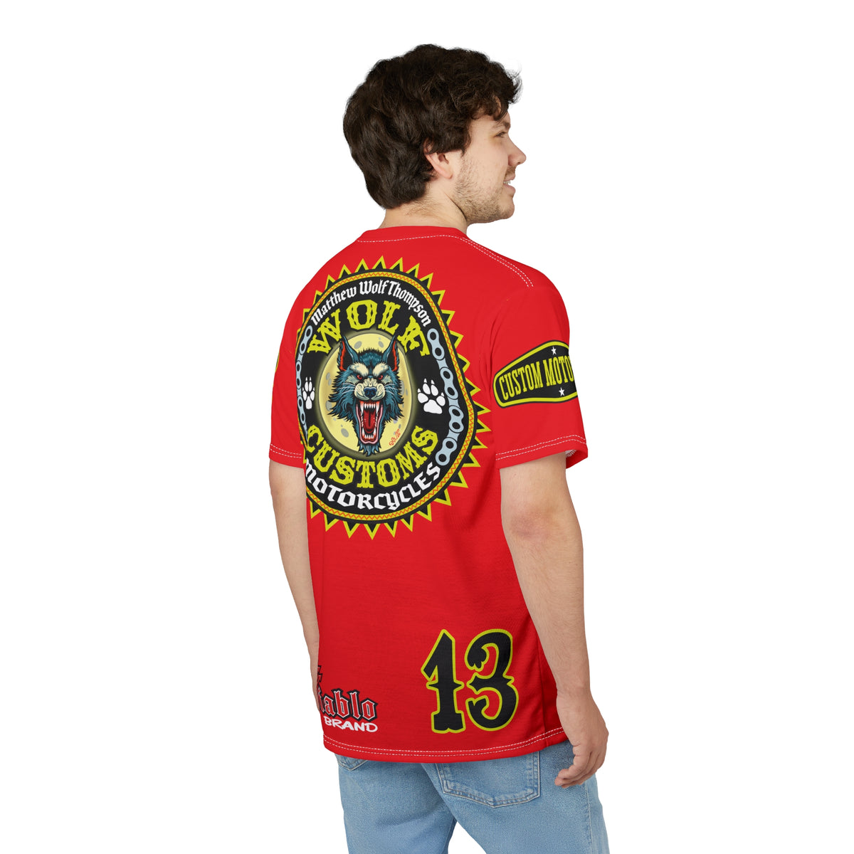 MWT Wolf Customs 13 Ragin' Red Graphic Super Tee — Retro Motorcycle Club Shirt, The Best Biker Riding Tee EVER !!!