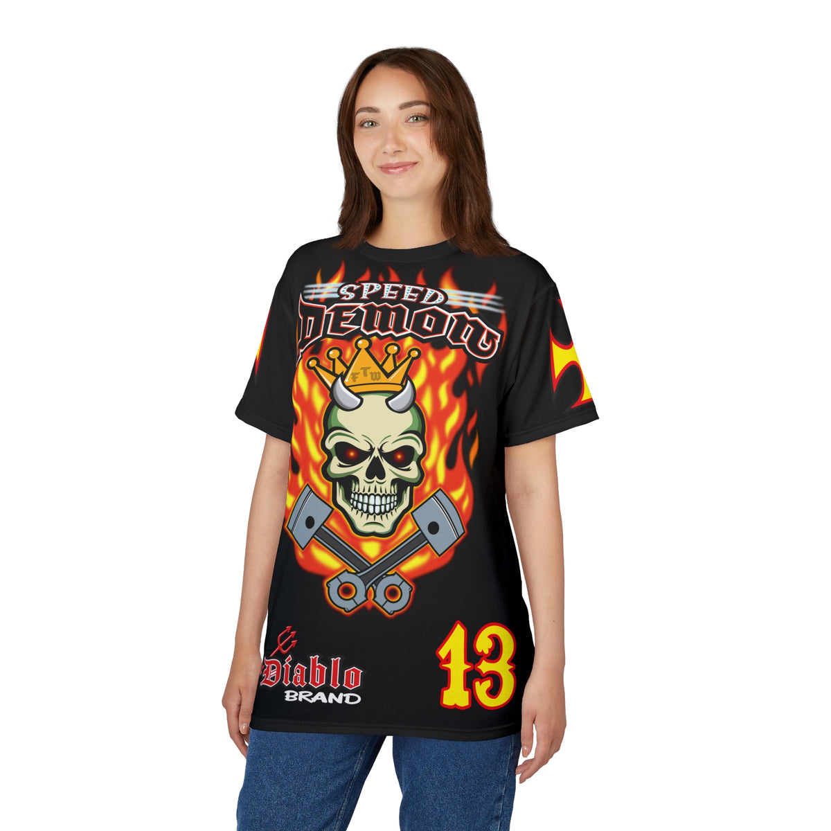 Speed Demon King of Speed Super Tee- Edgy Skull Flame Design for Bikers & Rebels