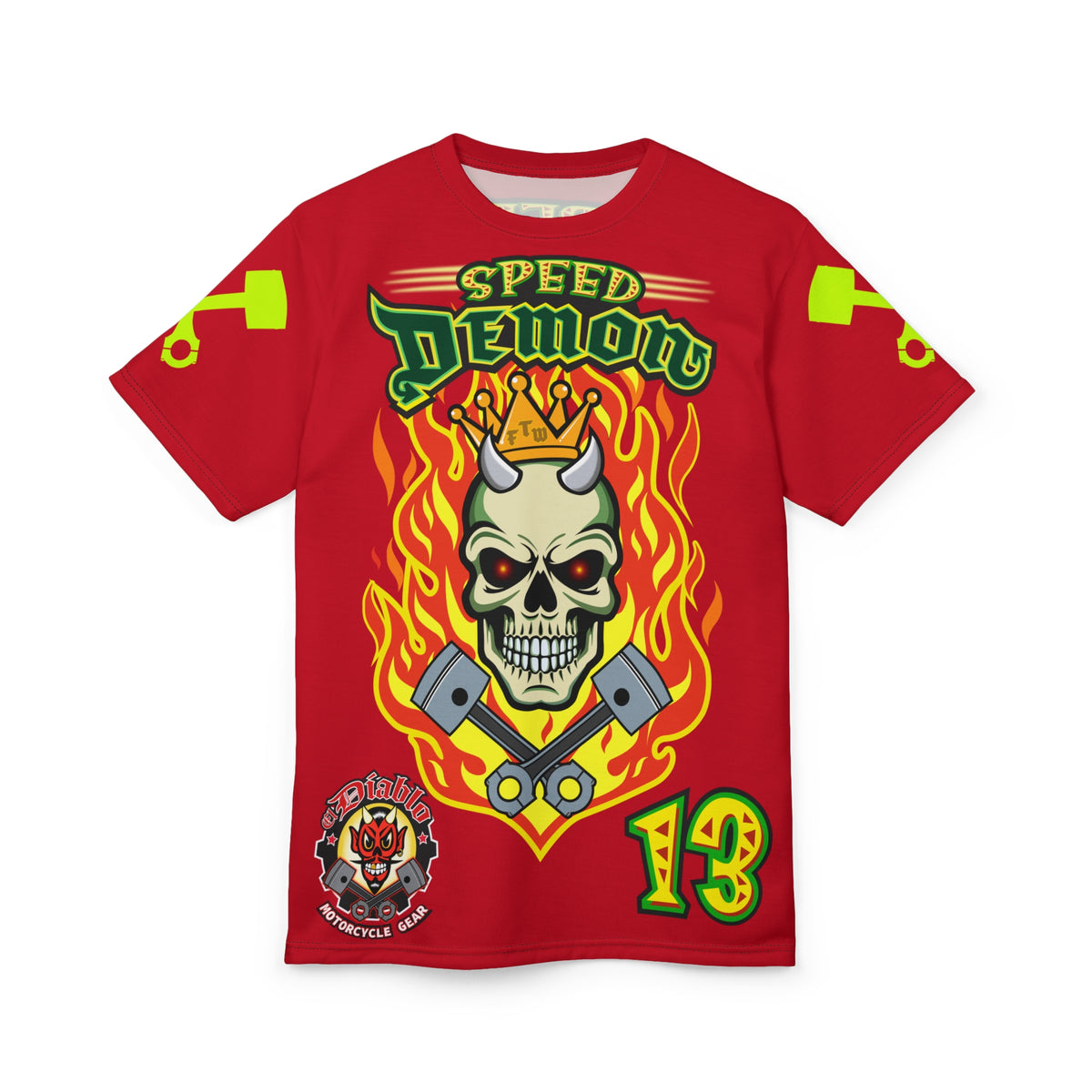 Speed Demon Hellfire HiViz Super Tee - THE Perfect Motorcycle Riding Tee - High Comfort & Perfect Fit Super Tee