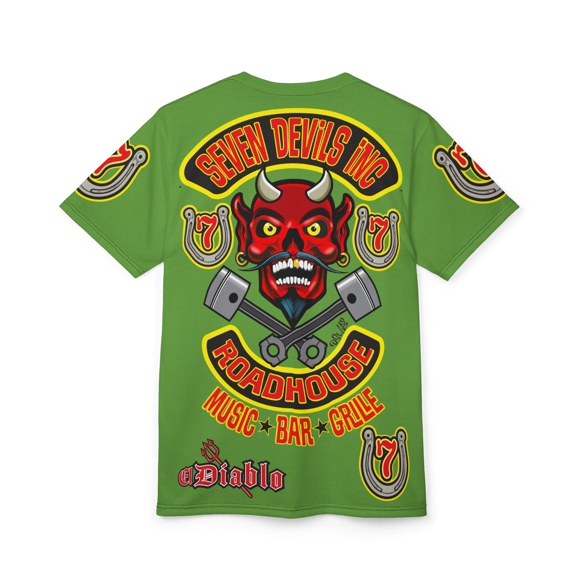 Seven Devils Inc. Roadhouse HiViz Design, Edgy Biker Shirt, Special Motorcycle Riding Gear, Seven Devils Inc.