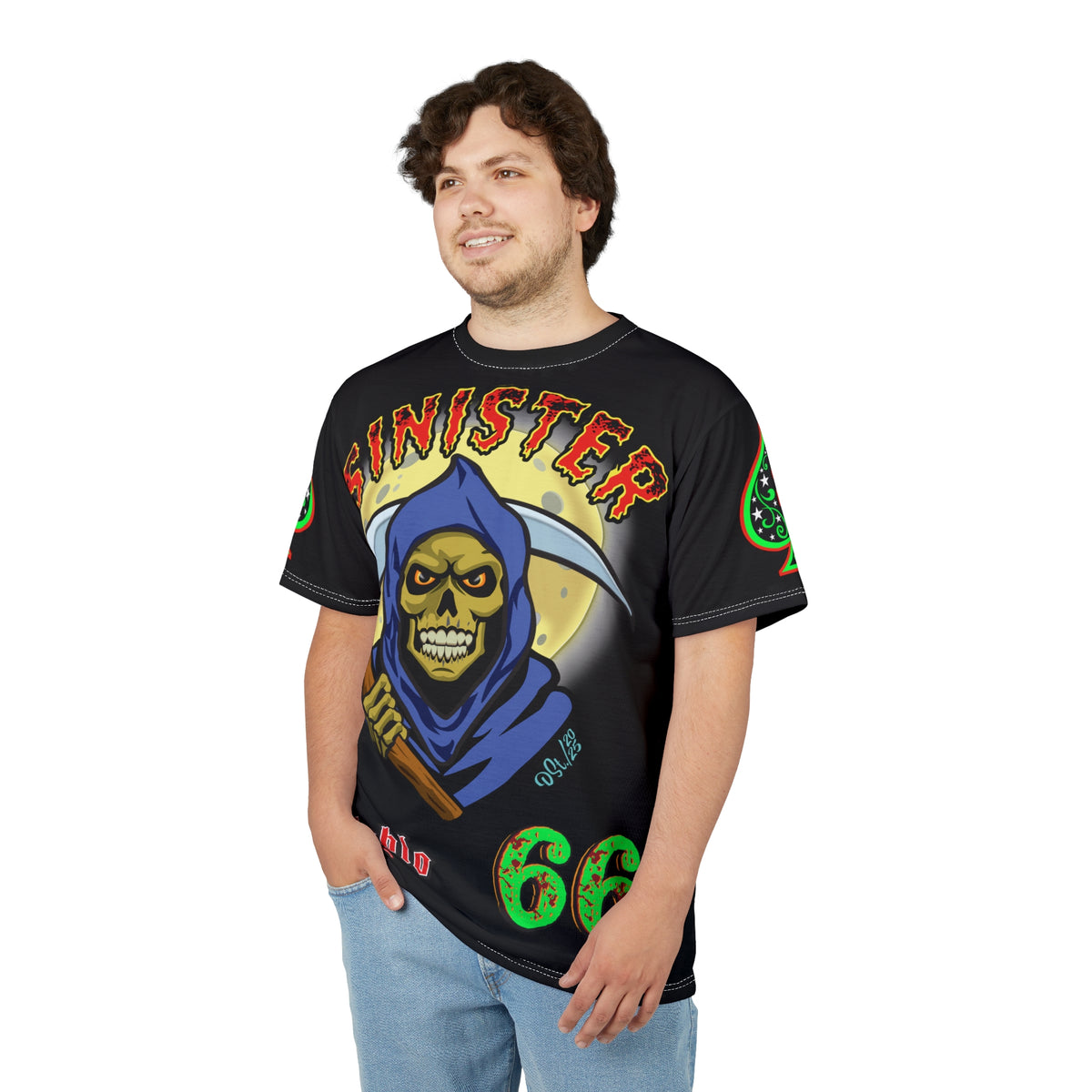 Sinister Choppers Reaper Super Tee - Gothic Graphic T-Shirt for Motorcycle Riders