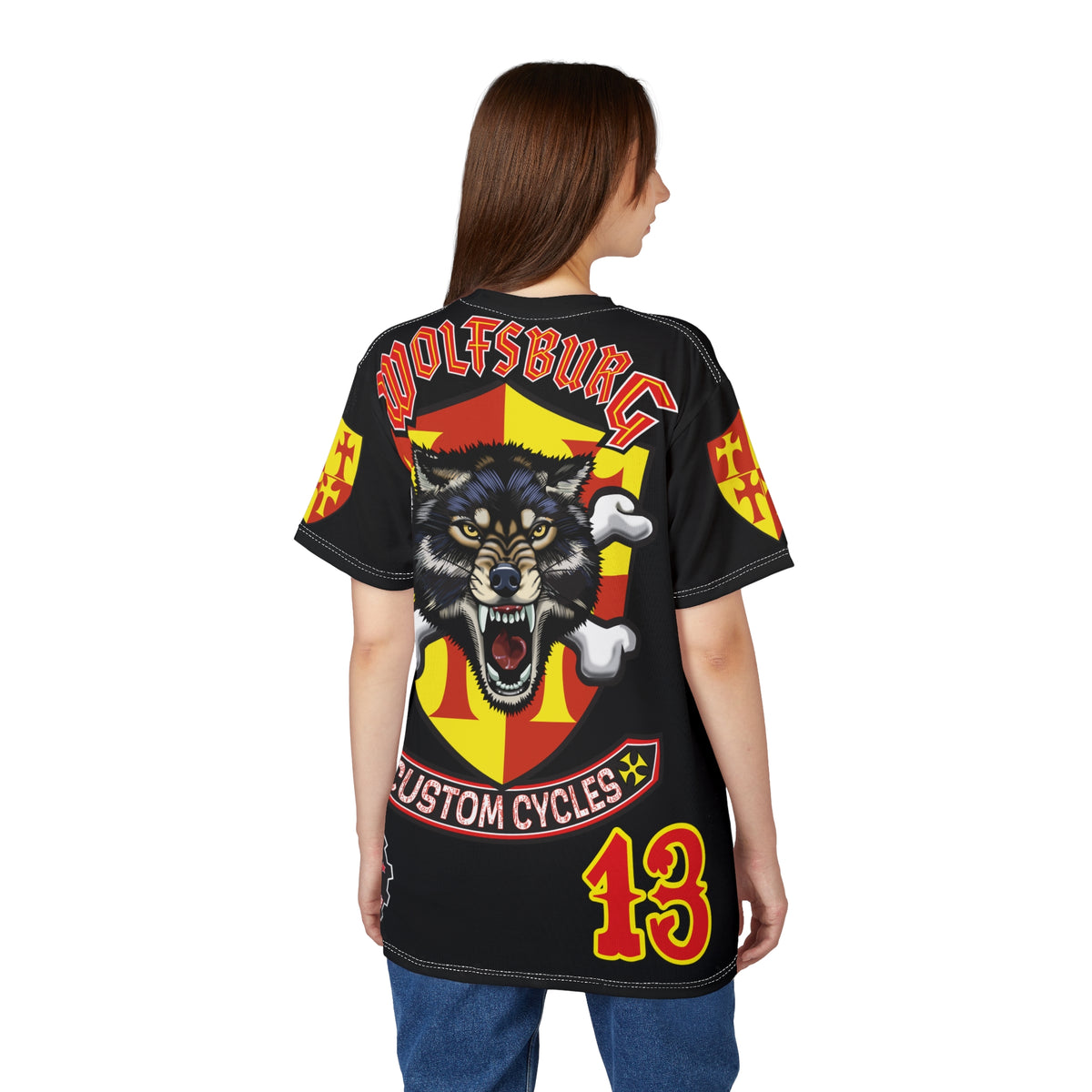 Wolfsburg Custom Cycles Super Tee - Edgy Biker Wear, Badass Gear with High Visibility Graphics