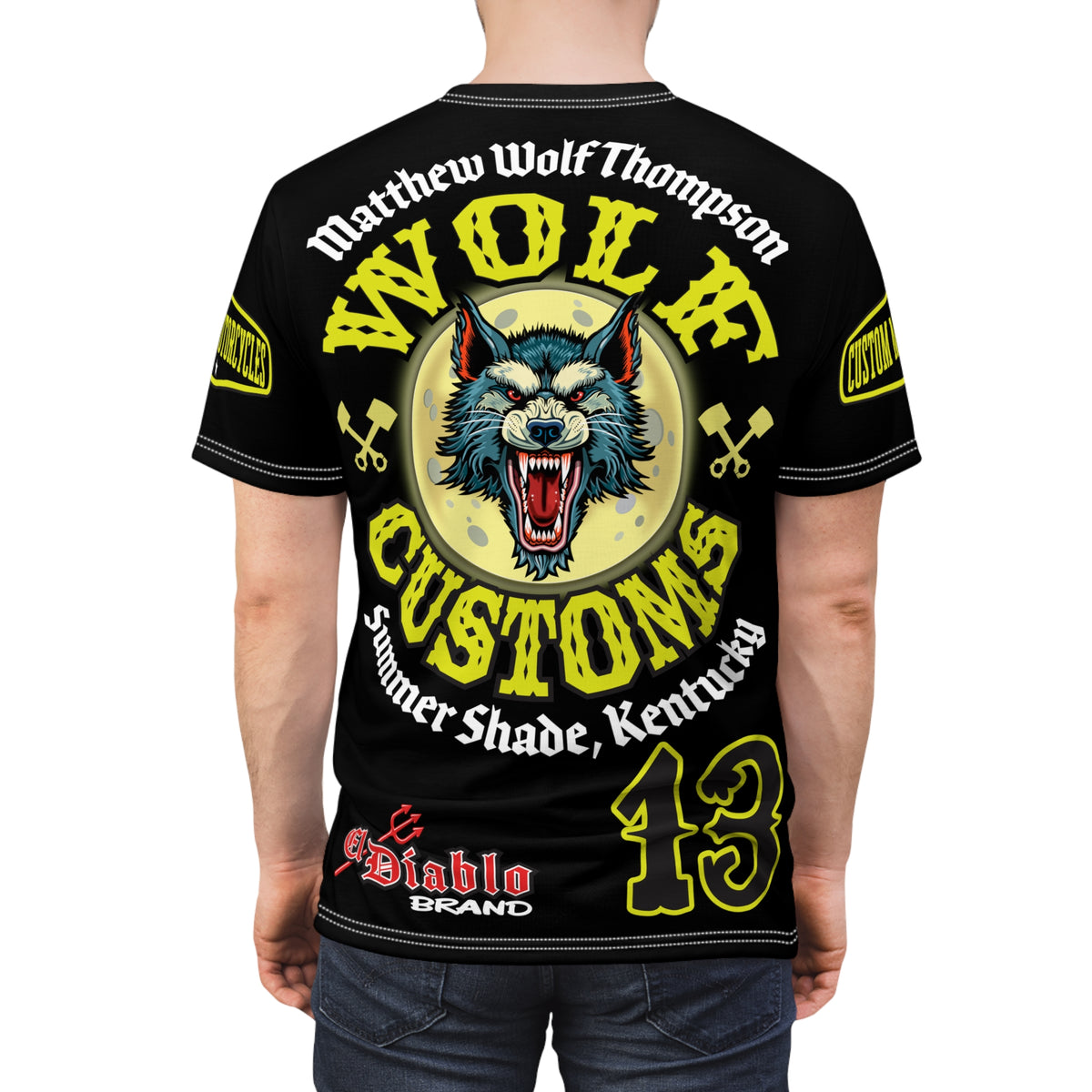 MWT Wolf Customs 13 Black & XL Graphics- Super Riding Tee — Retro Motorcycle Club Shirt, The Best Biker Riding Tee EVER !!!