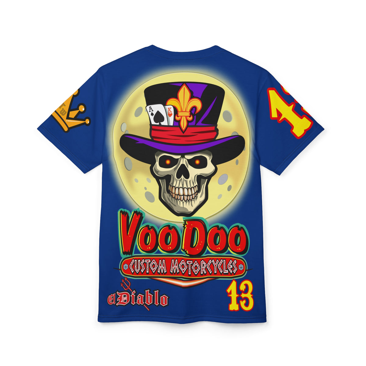 VooDoo Custom Motorcycles Midnight Blue HiViz Graphics Biker Tee