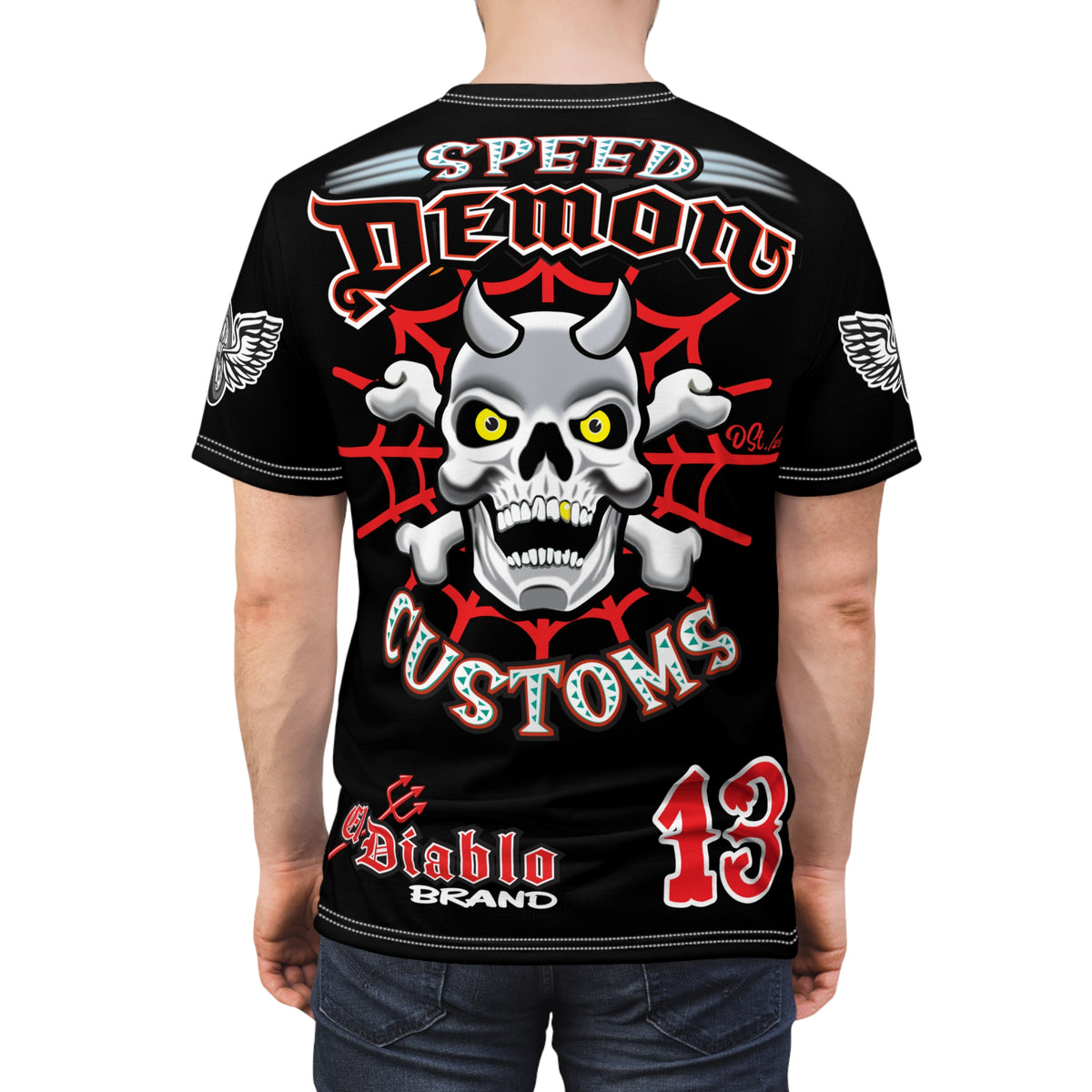 SRT Speed Demon Customs Spectacular  Super Riding Tee - Devilishly Demented Bold Biker Design