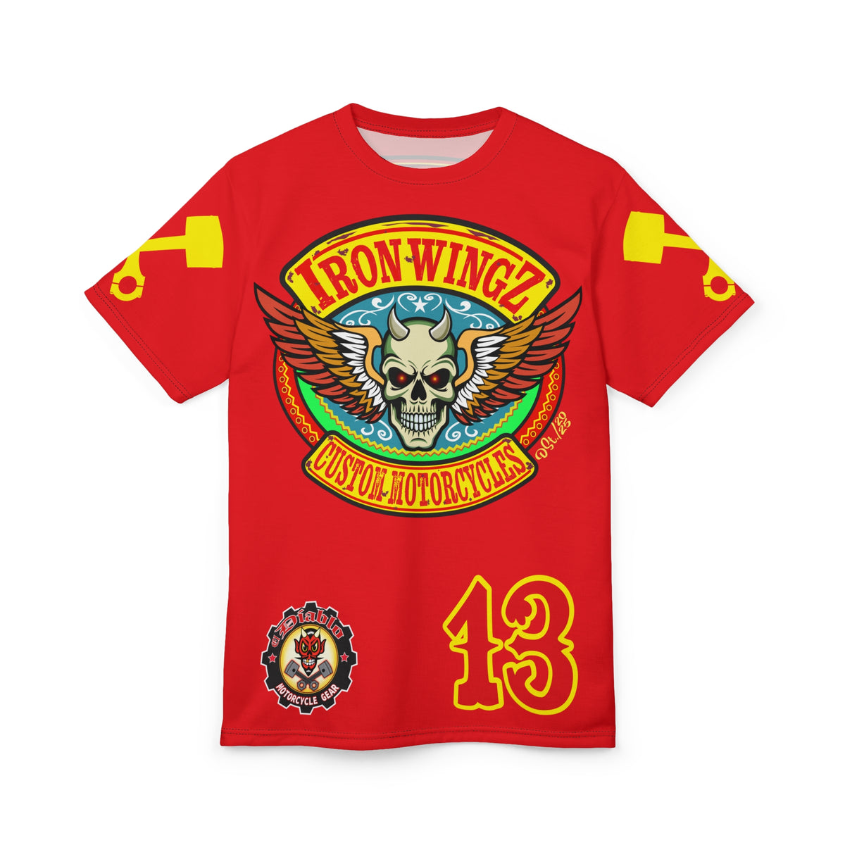 Iron WingZ Customs HIviz Graphic Super Tee, Edgy Streetwear, Customized Apparel, Gift for Bikers