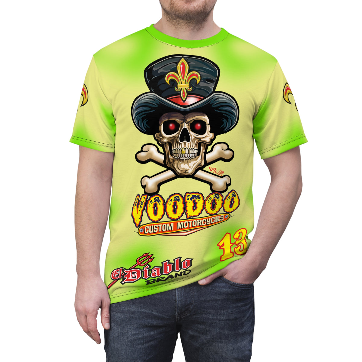 Voodoo Custom Motorcycles HIVIZ TYE DYE BLAST SUPER RIDING TEE - Look Cool, Ride Cool In our Finest Biker Riding Tee