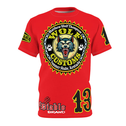 MWT Wolf Customs 13 Ragin' Red Graphic Super Tee — Retro Motorcycle Club Shirt, The Best Biker Riding Tee EVER !!!