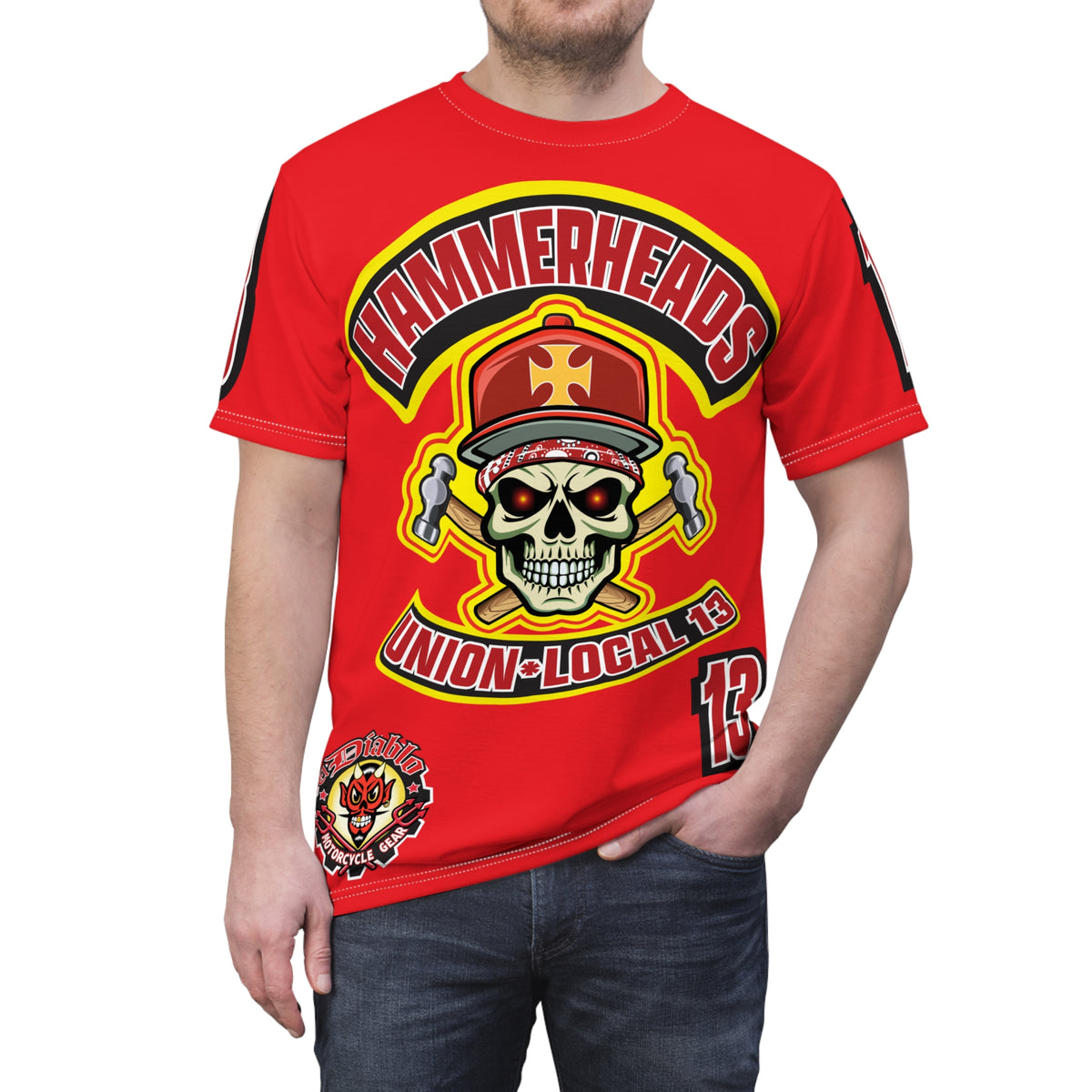 Hammerheads Union Local 13 HiViz Super Tee - Rough Tough Bad Attitude Motorcycle Riding Tee