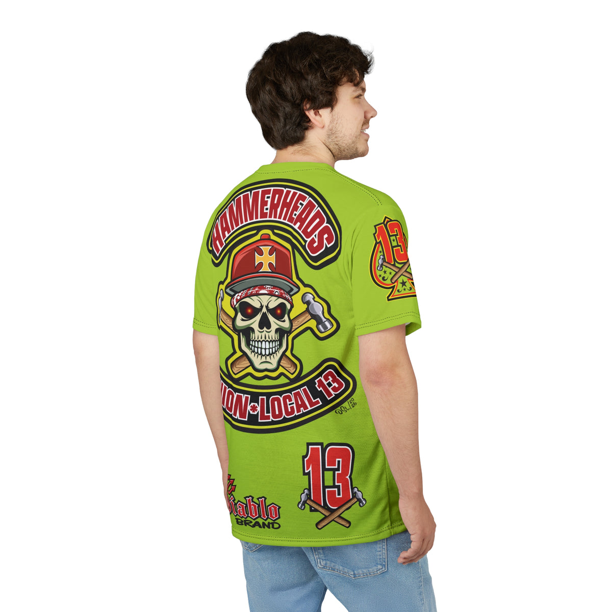 VERY Special Hammerheads Union Local 13 -  Custom HiViz Motorcycle Riding Tee Shirt _ Super Comfort and Fit