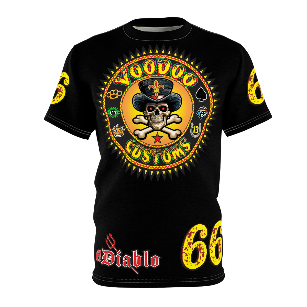 Voodoo Custom Motorcycles Black Magic HiViz Tee, Edgy Graphic Biker Shirt