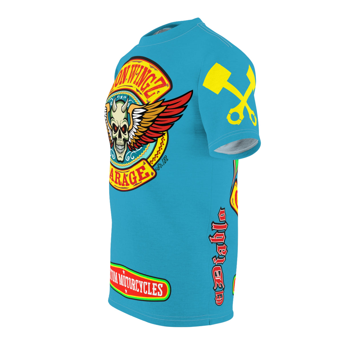 Iron Wingz Garage HiViz Super Tee, Unisex Graphic T-Shirt, Rockabilly Style Shirt, Alternative Fashion Top, Perfect Gift for Bikers
