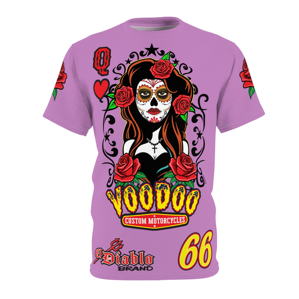 Copy of Voodoo Custom Motorcycles Tee — Queen of Hearts  Graphic Riding Super Tee