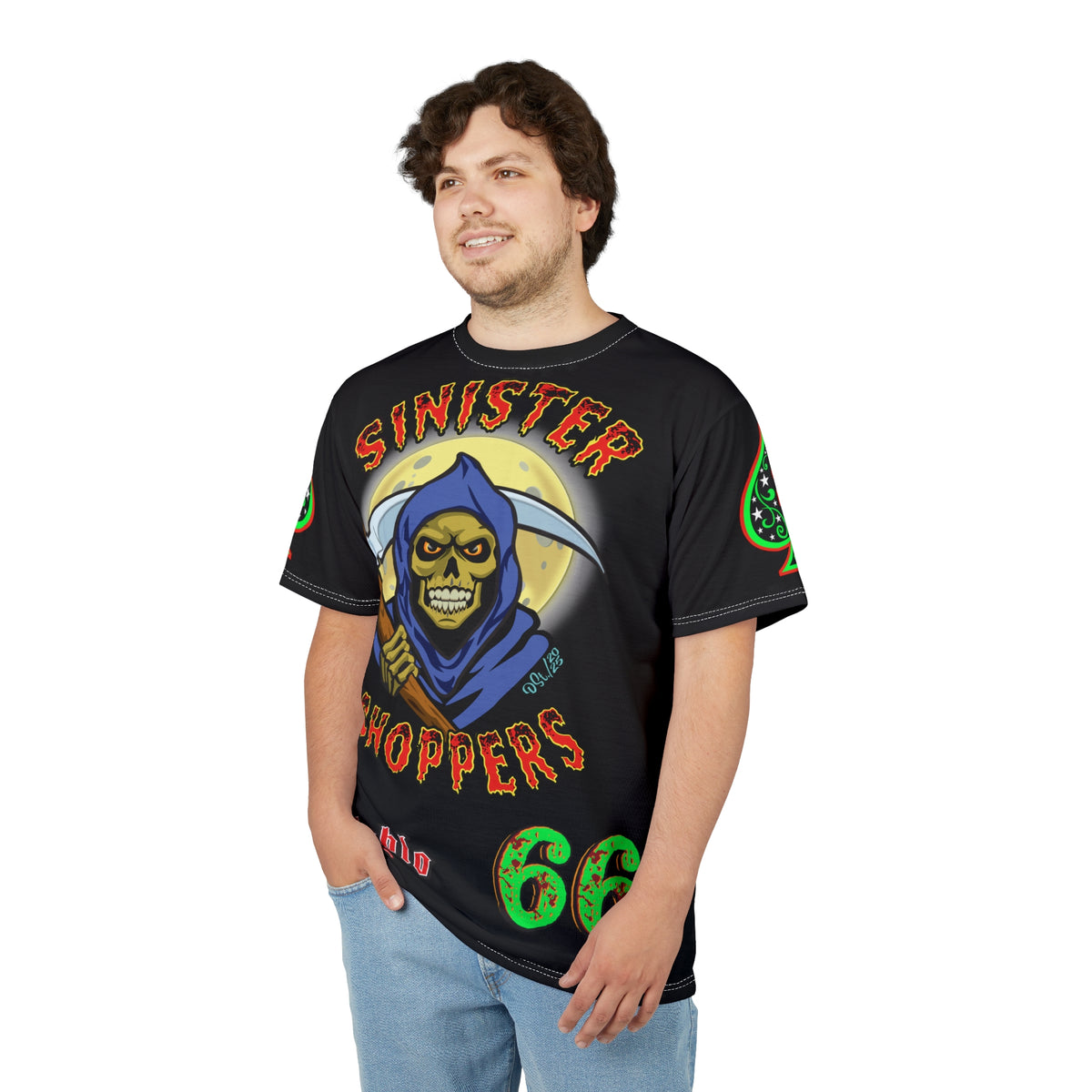 Sinister Choppers Reaper Super Tee - Gothic Graphic T-Shirt for Motorcycle Riders