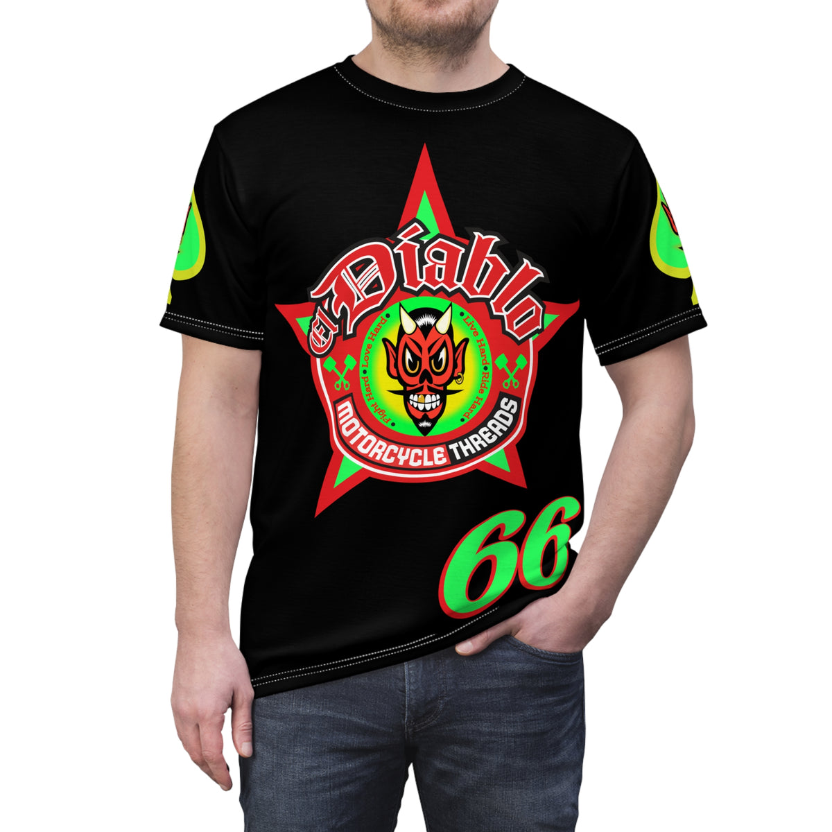 El Diablo Motorcycle Threads Unisex Cut & Sew Tee - Edgy Graphic Tee for Biker Enthusiasts