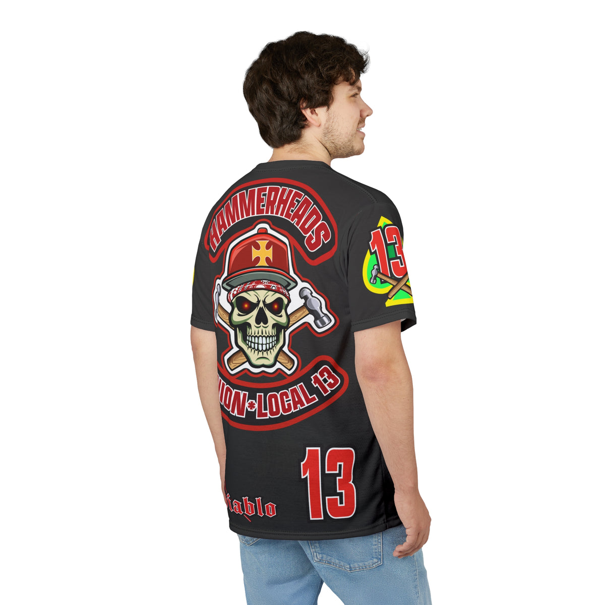 Very Special Hammerheads Union Local 13 - GIANT GRAPHICS !!!!!! - Custom  Motorcycle Riding Tee Shirt _ Super Comfort and Fit