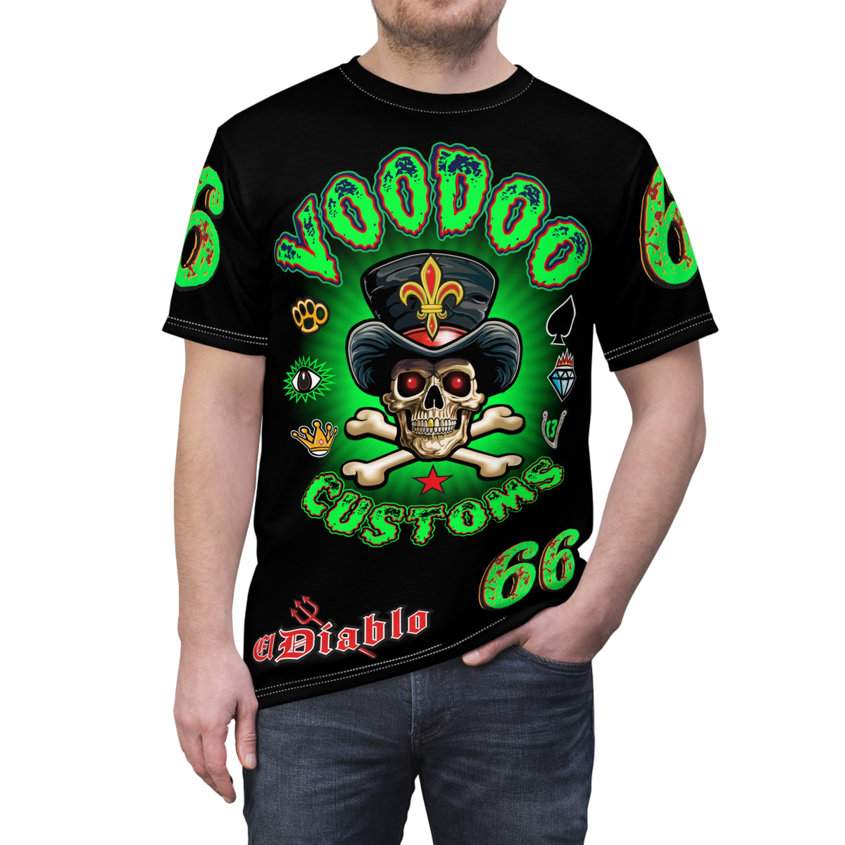 Voodoo Custom Motorcycles HiViZ Route 66 Super Tee, Specially Designed for visibility and riding comfort, Badazz Graphic T-Shirt,