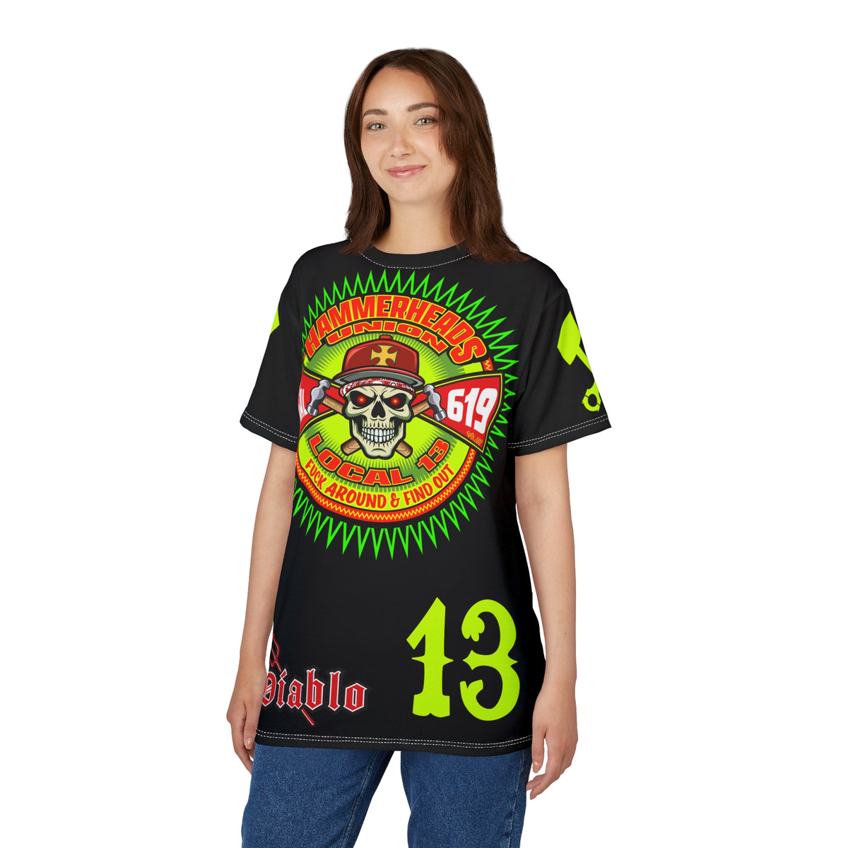 Hammerheads Union Local 13 -  SoCal 619 Special Edition - Custom HiViz Motorcycle Riding Tee Shirt _ Super Comfort and Fit