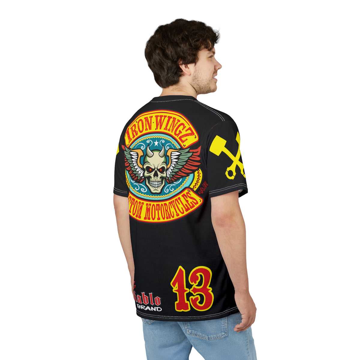 SRT Iron WingZ Custom Motorcycles Graphic Super Riding Tee, Edgy Streetwear, Customized Apparel, Gift for Bikers