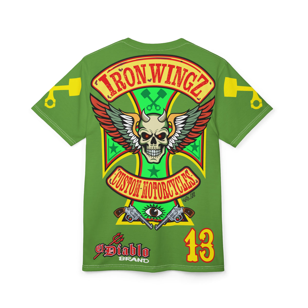 Iron Wingz Garage HiViz Super Tee, Unisex Graphic T-Shirt, Rockabilly Style Shirt,  Perfect Gift for Bikers