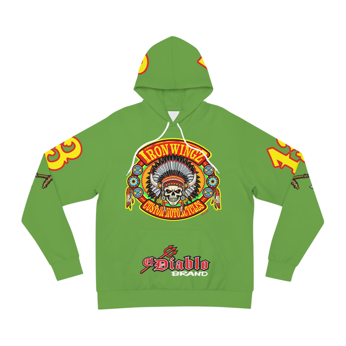 HoodZ Iron WingZ Custom Motorcycles Retro Logo Pullover Hoodie