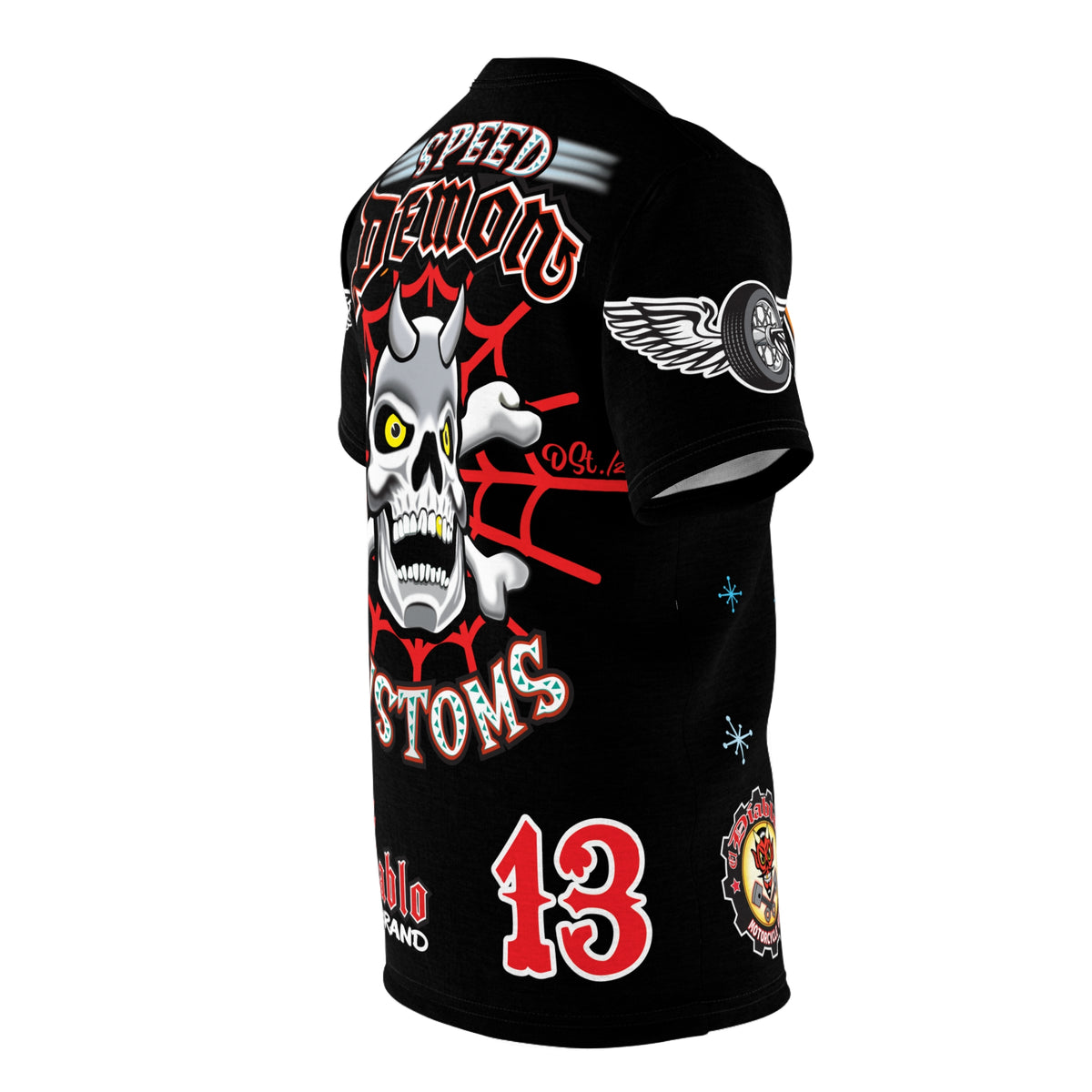 SRT Speed Demon Customs Spectacular  Super Riding Tee - Devilishly Demented Bold Biker Design