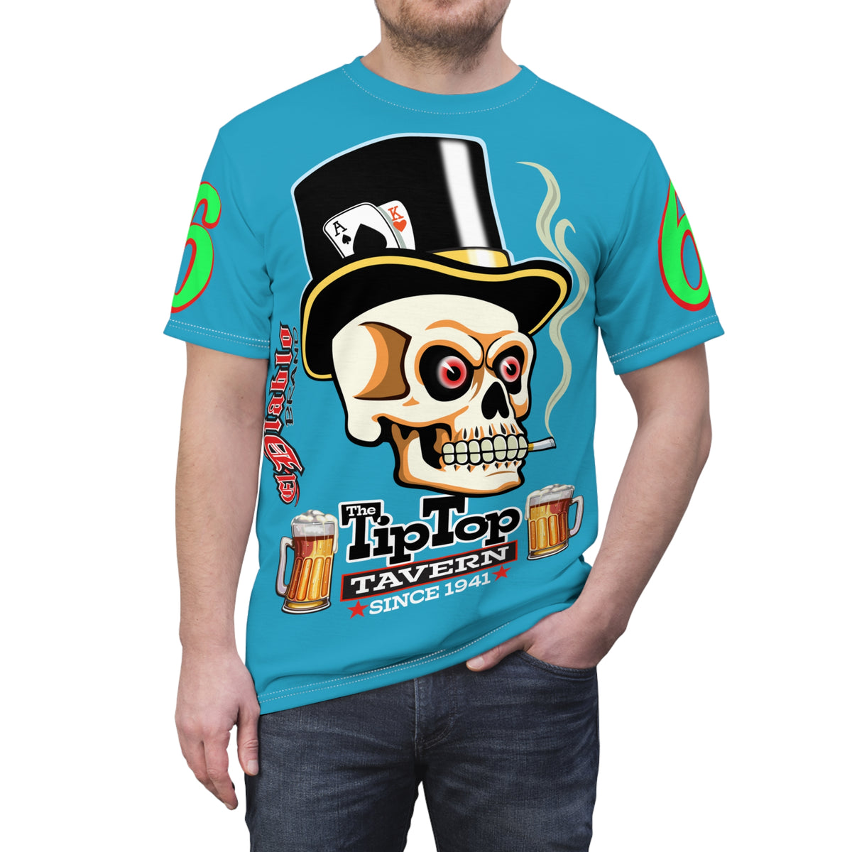 Tip Top Tavern Dive Bar Super Tee - Special Edition Electric Blue + XL Graphics - America's Best Dive Bar - Bikes Beers Babes & Bros. - Biker Bar Tee