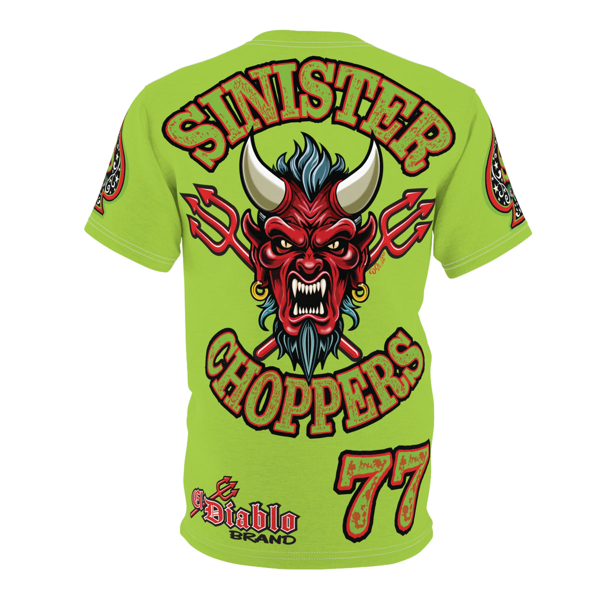 SRT Sinister Choppers HIVIZ GREEN SPECIAL SUPER RIDING TEE— Ride Cool, Look Cool in our Best Super Tee