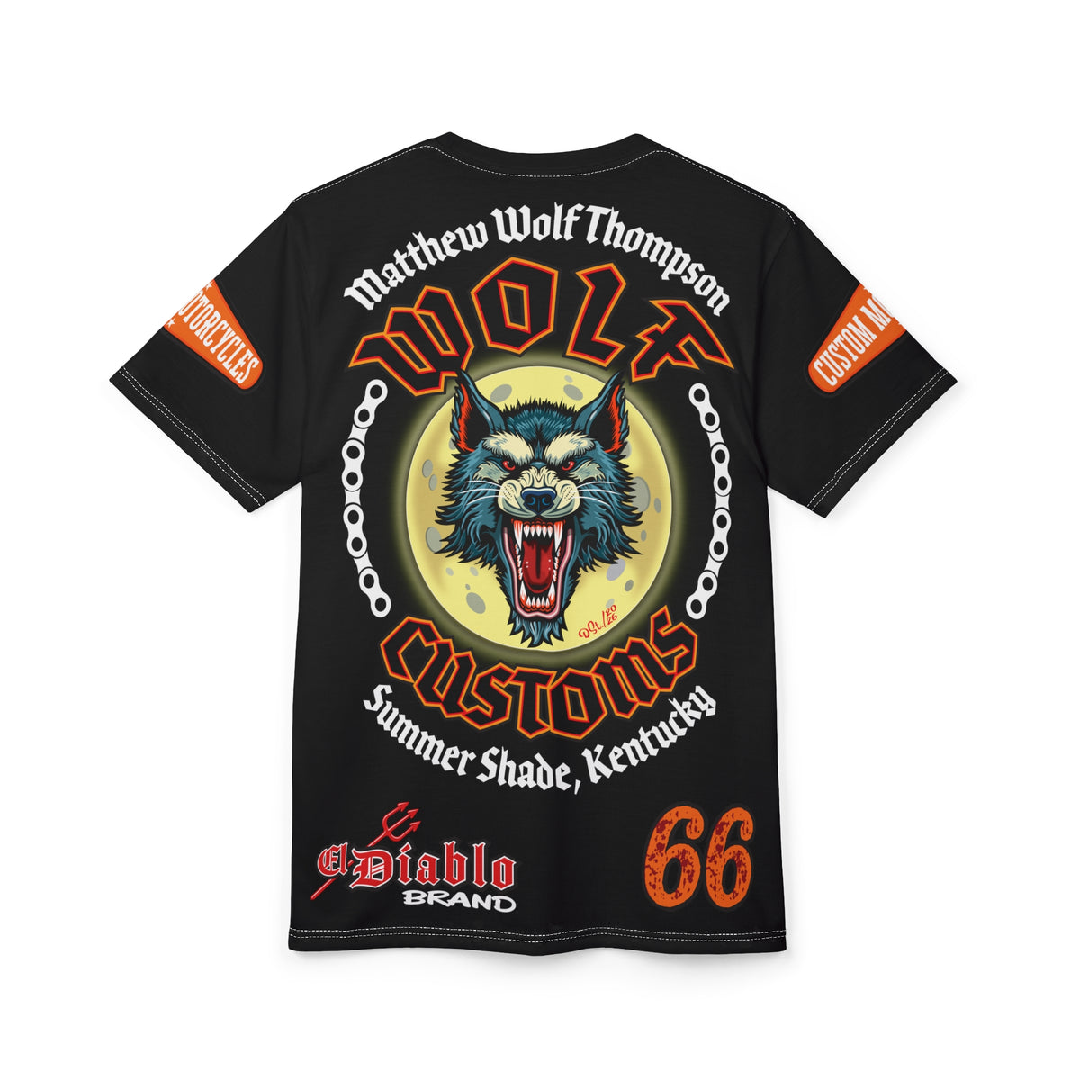 MWT Wolf Custom Motorcycles Super Tee — Viciously Cool High Performance Motorcycle Riding Shirt