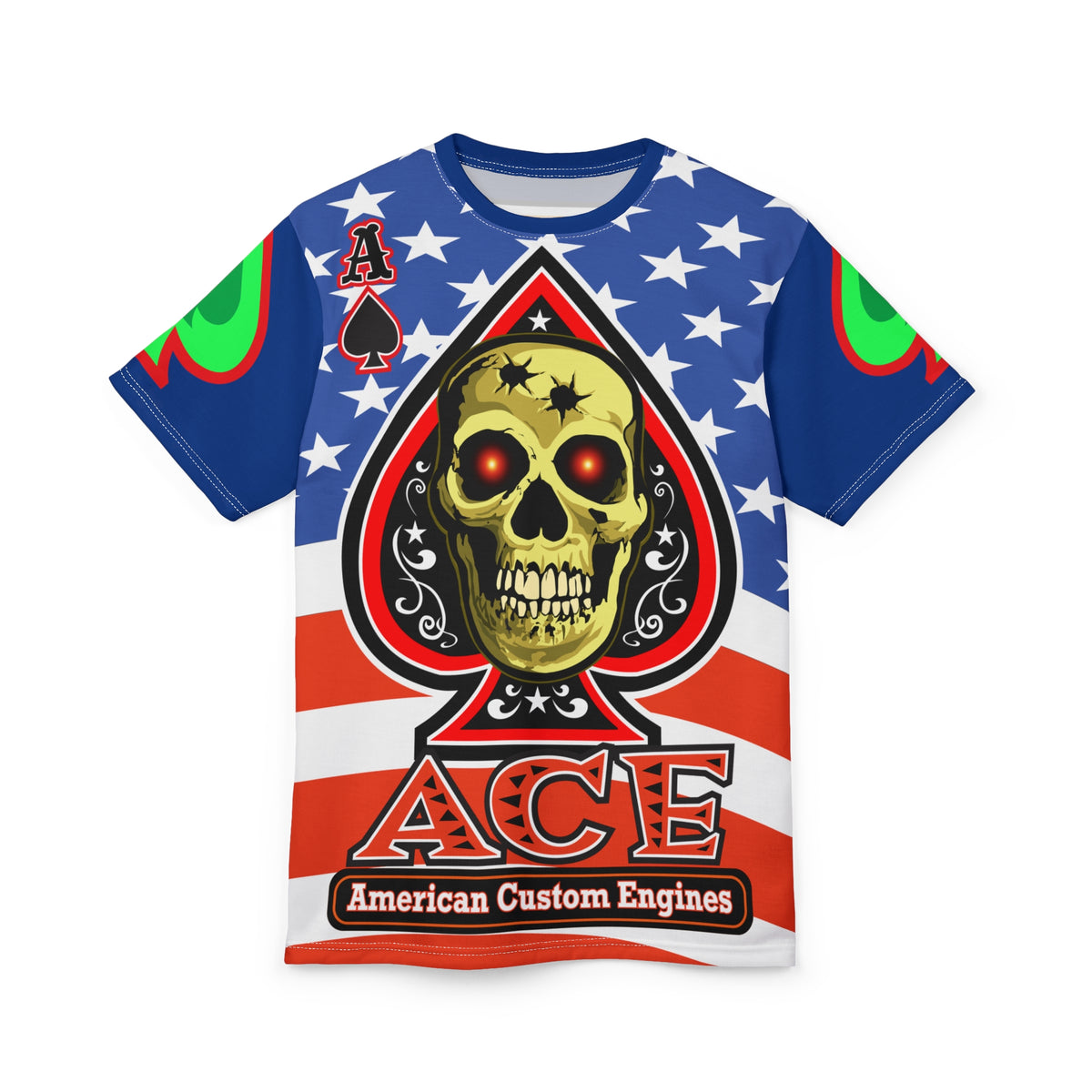 American Custom Engines ACE Americana Cut - Special Lumina Green  Ace of Spades Death Card High visibility Graphics